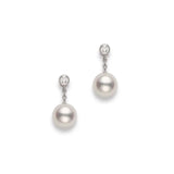 Mikimoto Classic Akoya Cultured Pearl and Diamond Drop Earrings-Mikimoto Classic Akoya Cultured Pearl and Diamond Drop Earrings - PEA1031DW