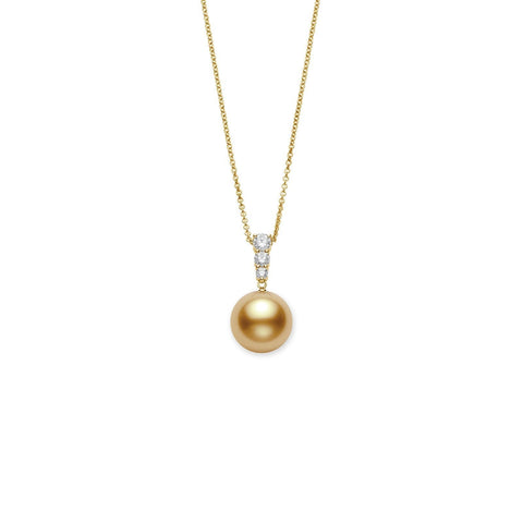 Mikimoto Morning Dew Golden South Sea  Cultured Pearl and Diamond Necklace-Mikimoto Golden South Sea Cultured Pearl Necklace - MPA10197GDXKP150