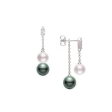 Mikimoto Morning Dew Akoya and Black South Sea Pearl Earrings-Mikimoto Morning Dew Akoya and Black South Sea Pearl Earrings -