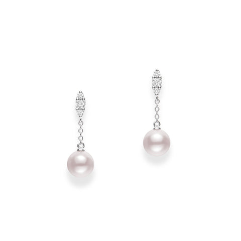 Mikimoto Morning Dew Akoya Cultured Pearl Earrings - 18K White Gold - MEA10329ADXW