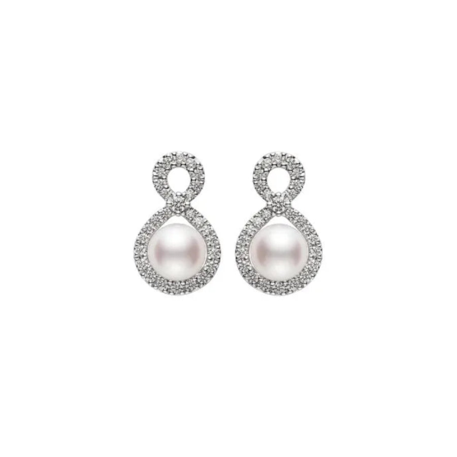 Mikimoto Ruyi Collection Akoya Cultured Pearl and Diamond Earrings - MEH10020ADXW