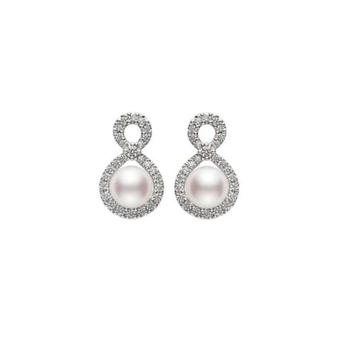 Mikimoto Ruyi Collection Akoya Cultured Pearl and Diamond Earrings-Mikimoto Ruyi Collection Akoya Cultured Pearl and Diamond Earrings - MEH10020ADXW