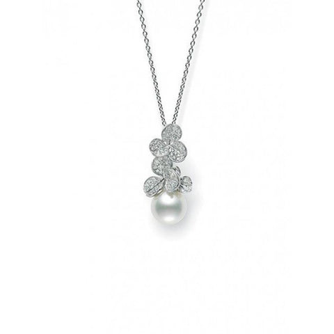 Mikimoto White South Sea Cultured Pearl Necklace in 18 karat white gold.