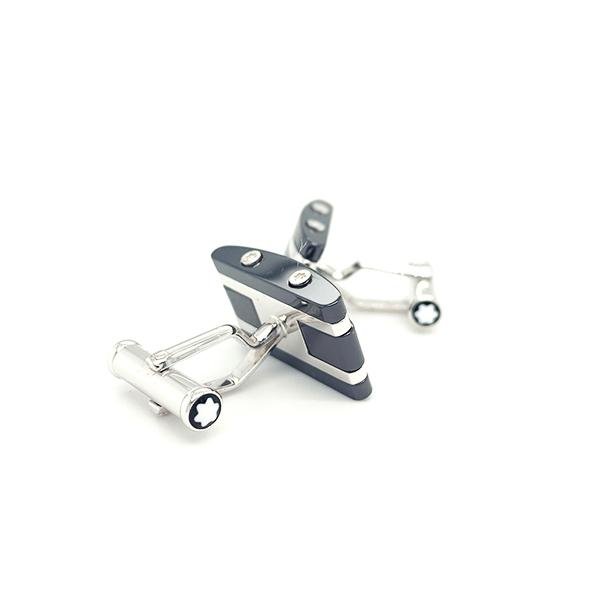 Montblanc Silver and Black Ceramic Cufflinks -