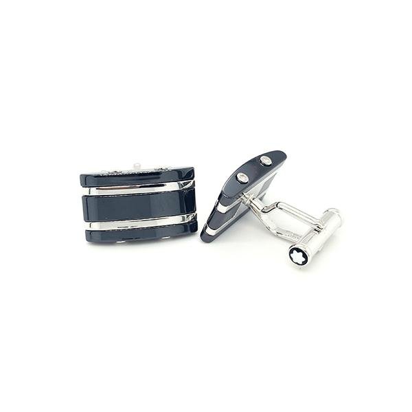 Montblanc Silver and Black Ceramic Cufflinks -