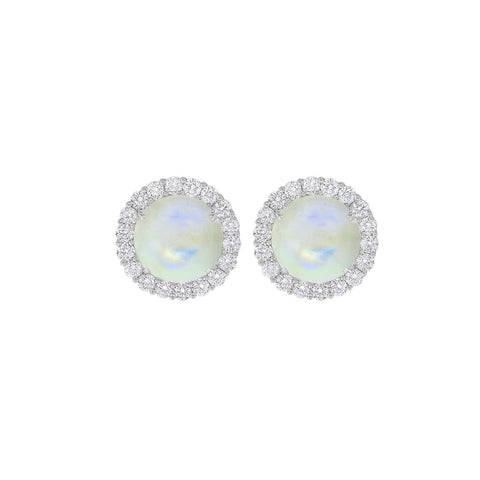 Moonstone Diamond Earrings-Moonstone Diamond Earrings -