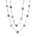 Multi-color Black South Sea Pearl Diamond Necklace-Multi-color Black South Sea Pearl Diamond Necklace - PNRBF00166