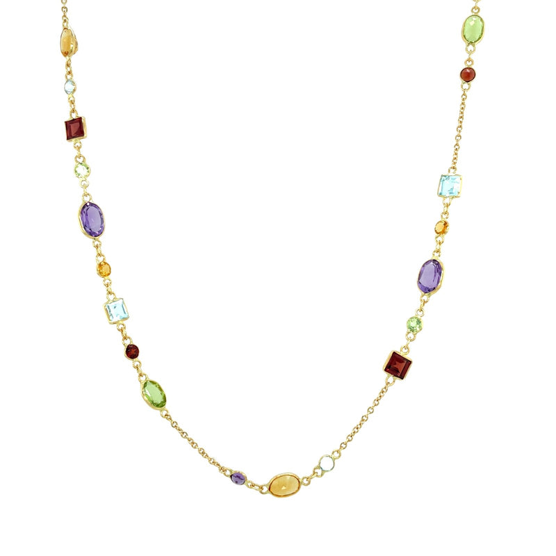 Multi Layered Sea Green Gemstone Beaded Necklace | Gemzlane
