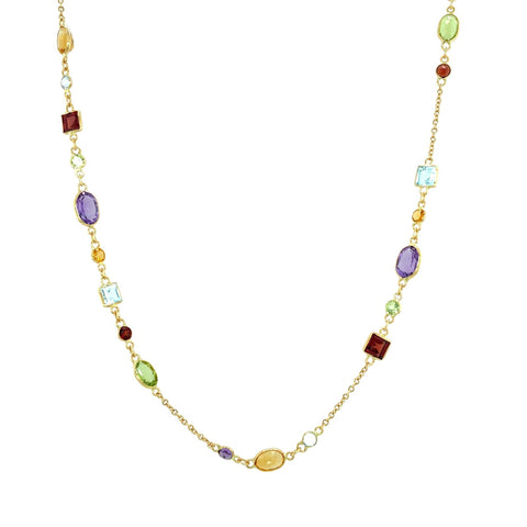 Multi-colored Stone Necklace-Multi-colored Stone Necklace - ONEIC00091