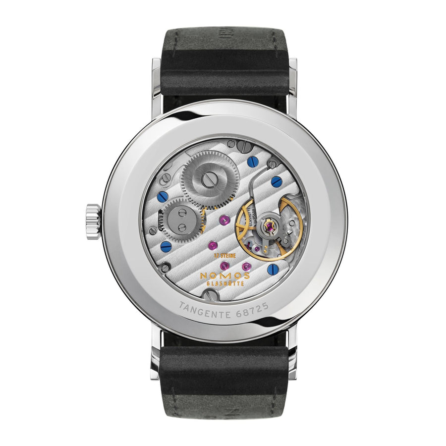NOMOS Glashütte Tangente - NOMOS Glashütte Tangente in a 35mm stainless steel case with white dial on leather strap, featuring a small seconds display and a hand-wound mechanical movement with up to 43 hours of power reserve.