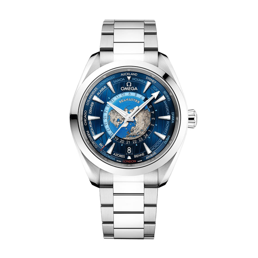 Omega Aqua Terra 150m Co-axial Master Chronometer GMT WorldTImer 43mm - 220-10-43-22-03-001, 220.10.43.22.03.001, 22010432203001