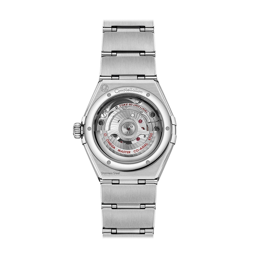 Omega Constellation Co-axial Master Chronometer 29mm - 131.10.29.20.52.001 - Omega Constellation Co-Axial Master Chronometer in a 29mm stainless steel case with silver silk-like pattern dial on stainless steel bracelet, featuring a date display and automatic movement.