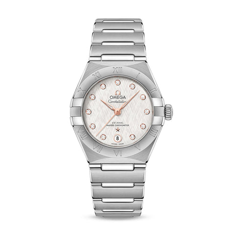 Omega Constellation Co-Axial Master Chronometer 29mm-Omega Constellation Co-axial Master Chronometer 29mm - 131.10.29.20.52.001 - Omega Constellation Co-Axial Master Chronometer in a 29mm stainless steel case with silver silk-like pattern dial on stainless steel bracelet, featuring a date display and automatic movement.