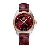 Omega Constellation Globemaster Co-axial Master Chronometer Annual Calendar 41mm - 130.23.41.22.11.001 - Omega Constellation Globemaster Co-axial Master Chronometer Annual Calendar in a 41mm Sedna gold/stainless steel case with red dial on leather strap, featuring an annual calendar and automatic movement.