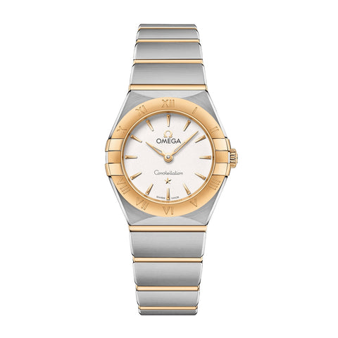 Omega Constellation 25mm-Omega Constellation Quartz 25mm - 131.20.25.60.02.002 - Omega Constellation Quartz in a 25mm yellow gold/stainless steel case with silver dial on yellow gold/stainless steel bracelet with quartz.