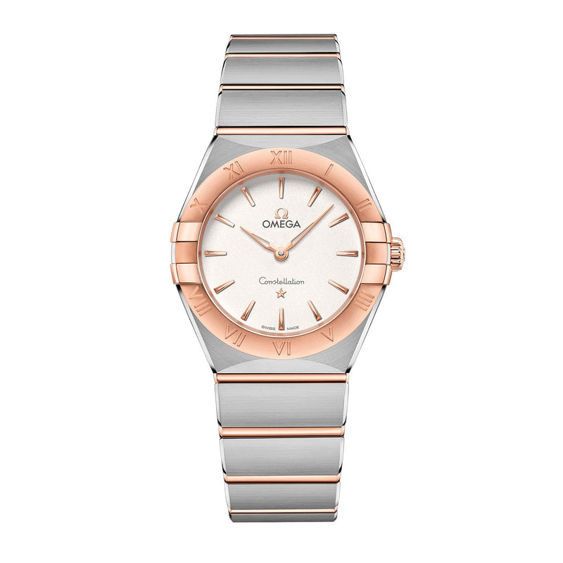 Omega Constellation 28mm-Omega Constellation Quartz 28mm - 131.20.28.60.02.001 - Omega Constellation Quartz in a 28mm stainless steel/Sedna gold case with silver dial on stainless steel/Sedna gold bracelet and quartz movement.
