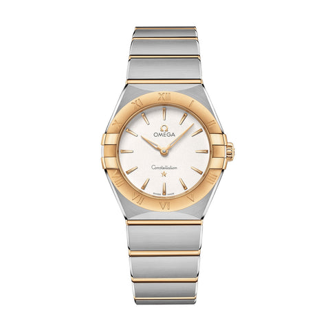 Omega Constellation Quartz 28mm-Omega Constellation Quartz 28mm - 131.20.28.60.02.002 - Omega Constellation Quartz in a 28mm stainless steel/yellow gold case with silver dial on stainless steel/yellow gold bracelet and quartz.