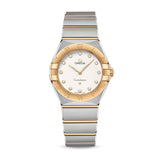 Omega Constellation Quartz 28mm-Omega Constellation Quartz 28mm - 131.20.28.60.52.002 - Omega Constellation Quartz in a 28mm stainless steel/yellow gold case with silver dial on stainless steel/yellow gold bracelet and quartz movement.