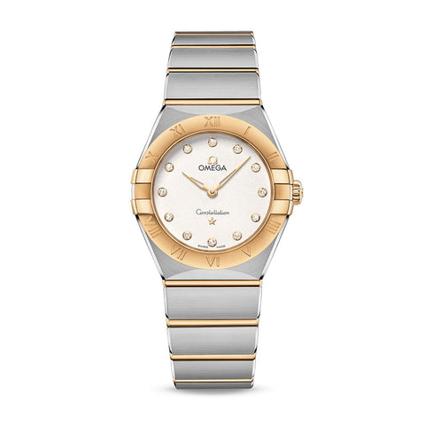 Omega Constellation 28mm-Omega Constellation Quartz 28mm - 131.20.28.60.52.002 - Omega Constellation Quartz in a 28mm stainless steel/yellow gold case with silver dial on stainless steel/yellow gold bracelet and quartz movement.