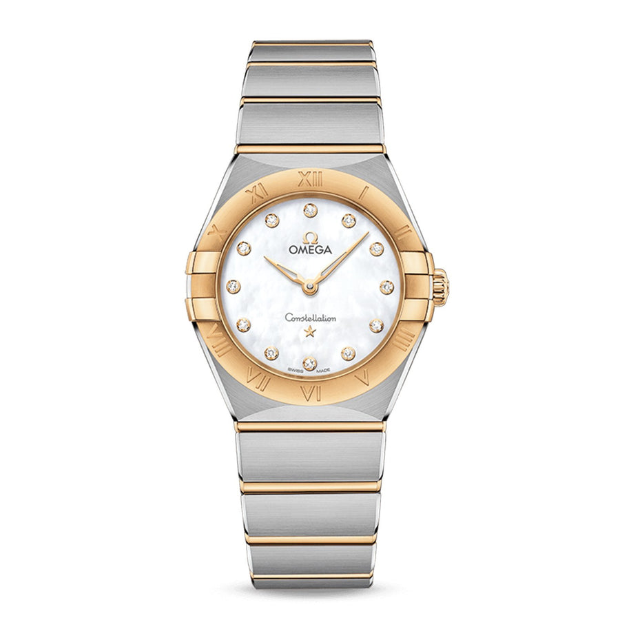 Omega Constellation Quartz in a 28mm stainless steel/yellow gold case with mother-of-pearl dial on stainless steel/yellow gold bracelet and quartz movement.