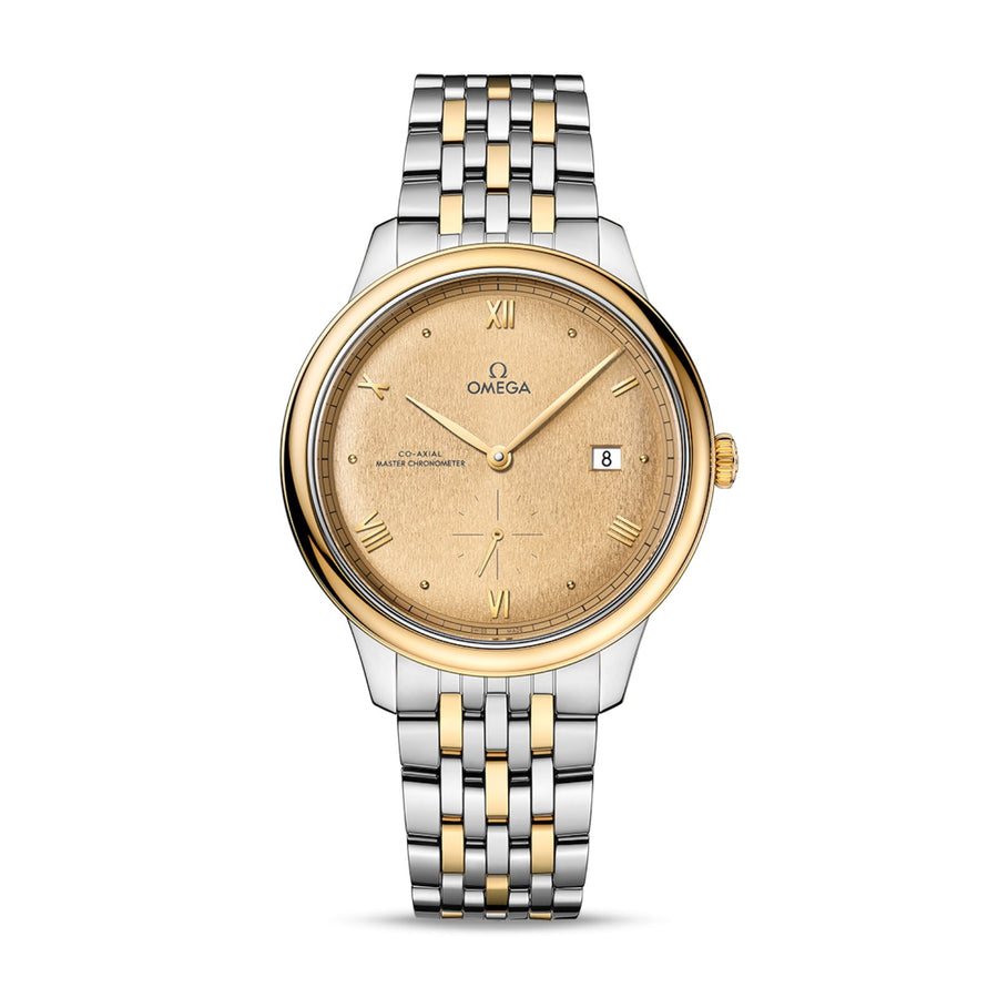 Omega De Ville Prestige Co‑Axial Master Chronometer Small Seconds 41mm - 434.20.41.20.08.001 - Omega De Ville Prestige Co‑Axial Master Chronometer Small Seconds in a 41mm stainless steel/yellow gold case with champagne dial on stainless steel/yellow gold bracelet, featuring date display, small seconds and automatic movement with approximately 55 hours power reserve.