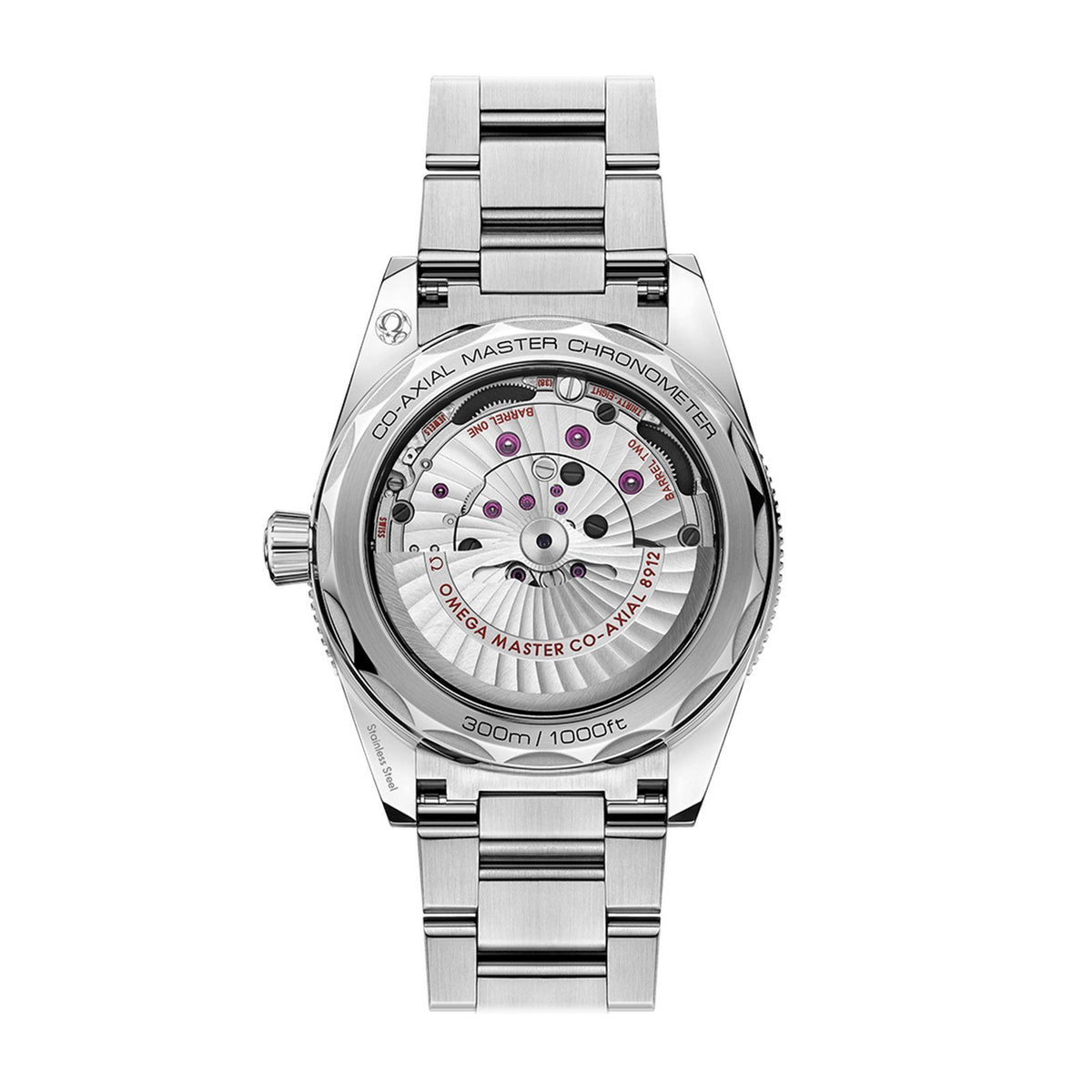 Omega Seamaster 300 Co-axial Master Chronometer in a 41mm stainless steel case with black dial on stainless steel bracelet, featuring an automatic movement.