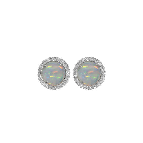 Opal Diamond Earrings-Opal Diamond Earrings -