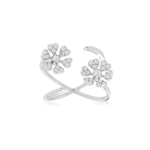 Open Flower Diamond Ring-Open Flower Diamond Ring -