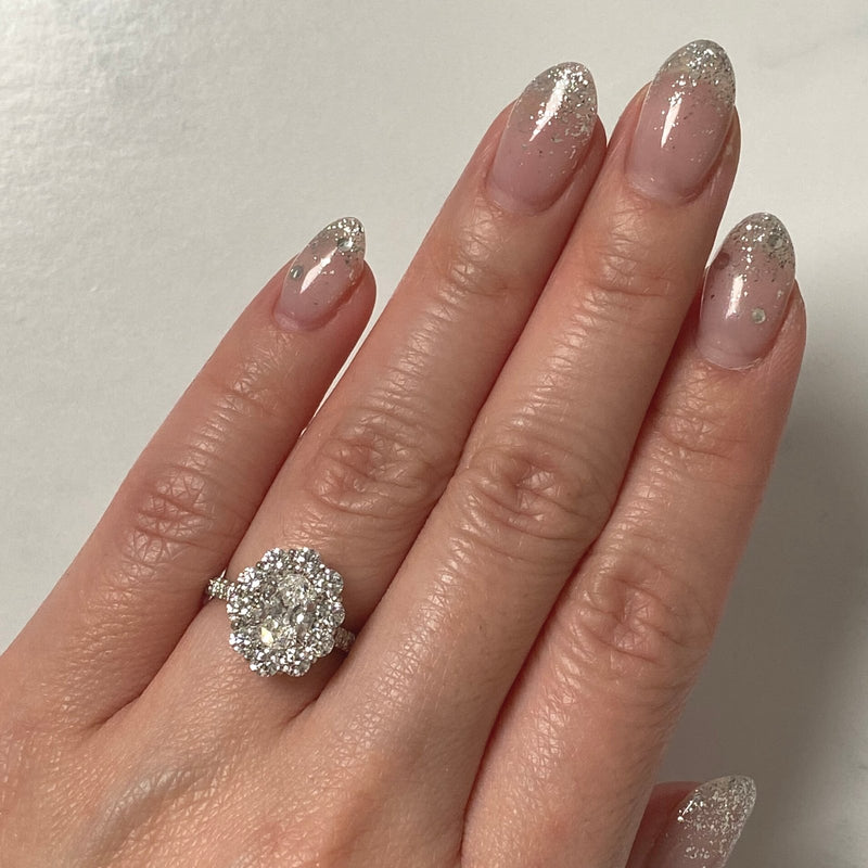 Oval-cut Halo Engagement Ring-Oval-cut Halo Engagement Ring - DRJST02240