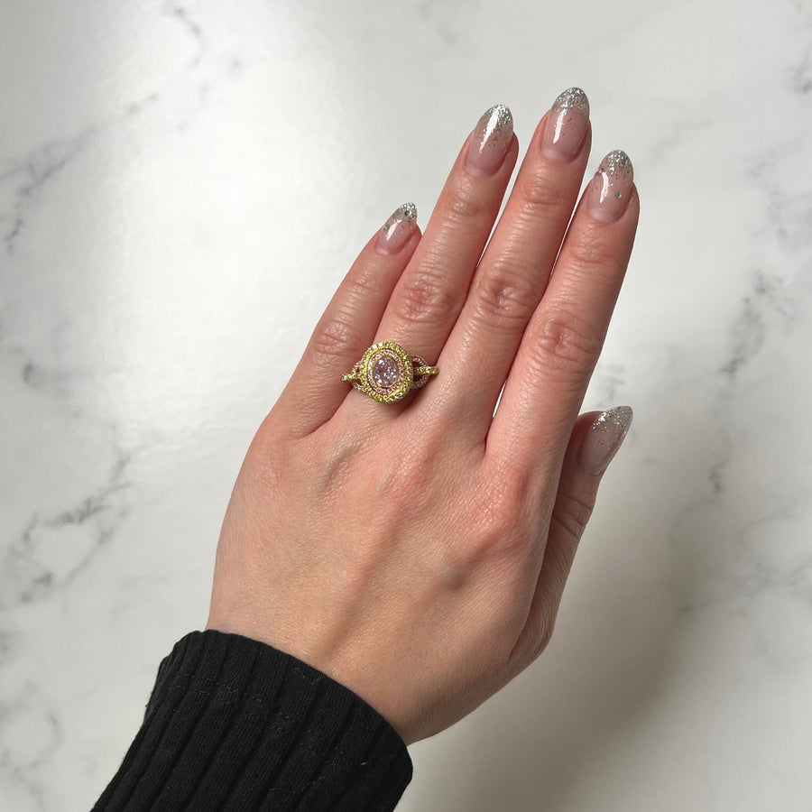 Oval-cut Pink Diamond Engagement Ring - DRALF00055