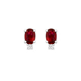 Oval Ruby Diamond Stud Earrings-Oval Ruby Diamond Stud Earrings - RENEL00190