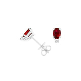 Oval Ruby Diamond Stud Earrings - RENEL00190