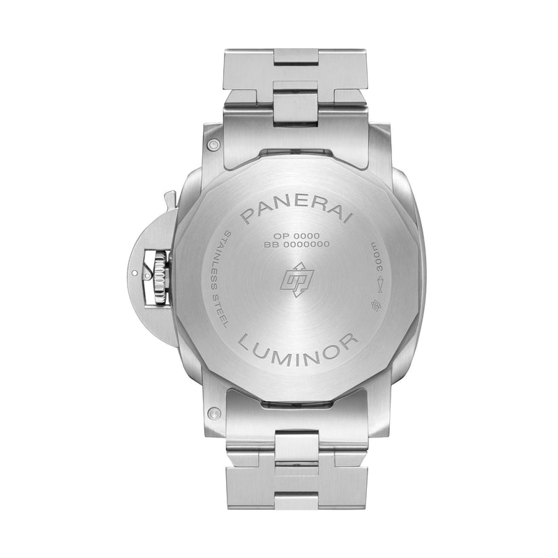 Panerai Luminor Marina 44mm-Panerai Luminor Marina 44mm - PAM01562 - Panerai Luminor Marina in a 44mm stainless steel case with black dial on stainless steel bracelet, featuring a small seconds, date display and automatic movement with up to 3 days power reserve.