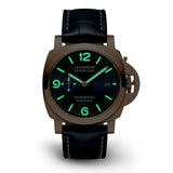 Panerai Luminor Marina Goldtech™ - 44mm-Panerai Luminor Marina Goldtech™ in a 44mm rose gold case with blue dial on leather strap, featuring a small seconds display, date display and automatic movement with up to 3 days of power reserve.