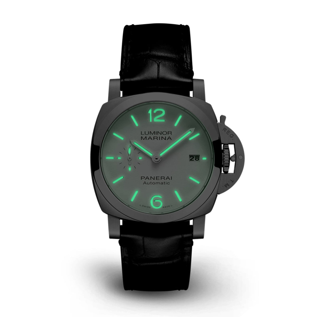 Panerai Luminor Quaranta - 40mm - PAM01271 - Panerai Luminor Quaranta in 40mm stainless steel case with white dial on leather strap, featuring small seconds, date display and automatic movement with up to 3 days power reserve.