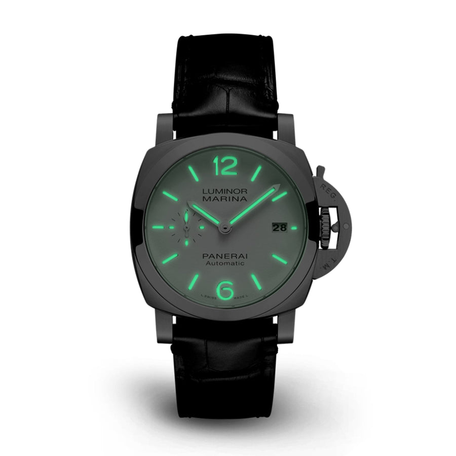 Panerai Luminor Quaranta - 40mm - PAM01271 - Panerai Luminor Quaranta in 40mm stainless steel case with white dial on leather strap, featuring small seconds, date display and automatic movement with up to 3 days power reserve.