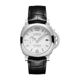 Panerai Luminor Quaranta - 40mm - PAM01271 -Panerai Luminor Quaranta in 40mm stainless steel case with white dial on leather strap, featuring small seconds, date display and automatic movement with up to 3 days power reserve.