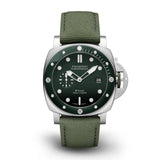 Panerai Submersible QuarantaQuattro ESteel™ Verde Smeraldo 44mm-Panerai Submersible QuarantaQuattro ESteel™ Verde Smeraldo in a 44mm stainless steel/green ceramic case with green dial on textile strap, featuring small seconds display, date display and automatic movement with up to three days of power reserve.