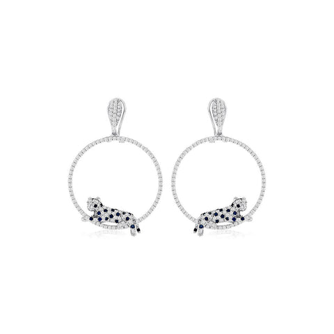 Panther on the Hoops Diamond Earrings -
