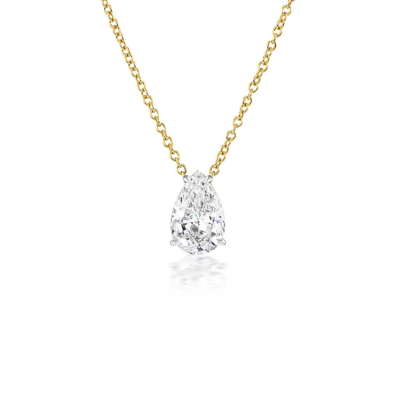 Pear Diamond Solitaire Necklace-Pear Diamond Solitaire Necklace - DNNKA00455