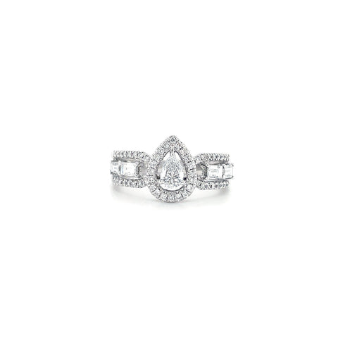 Pear-shaped Halo Diamond Ring-Pear-shaped Halo Diamond Ring - DREDW00901