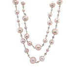 Pink Freshwater Pearl Diamond Necklace-Pink Fresh Water Pearl Diamond Necklace - FNMXM00046