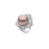 Pink Freshwater Pearl Diamond Ring -