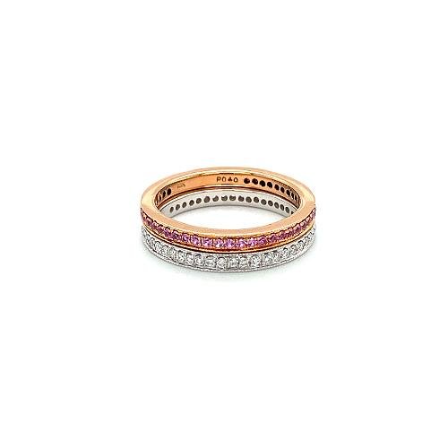 Pink Sapphire Band and Diamond Band Set -