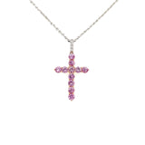 Pink Sapphire Cross Necklace - SNTIJ00471