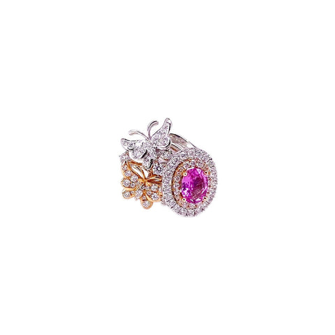 Pink Sapphire Diamond Butterfly Ring - SRTIJ01839