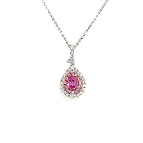 Pink Sapphire Diamond Necklace-Pink Sapphire Diamond Necklace - SNTIJ00505