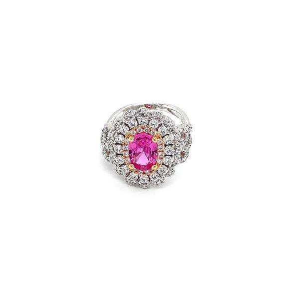 Pink Sapphire Diamond Ring -
