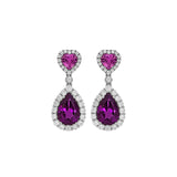 Pink Sapphire, Garnet, Diamond Earrings-Pink Sapphire, Garnet, Diamond Earrings - OESPK00166