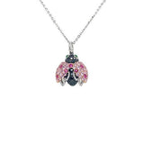 Pink Sapphire Ladybug Pendant and Chain-Pink Sapphire Ladybug Pendant and Chain -